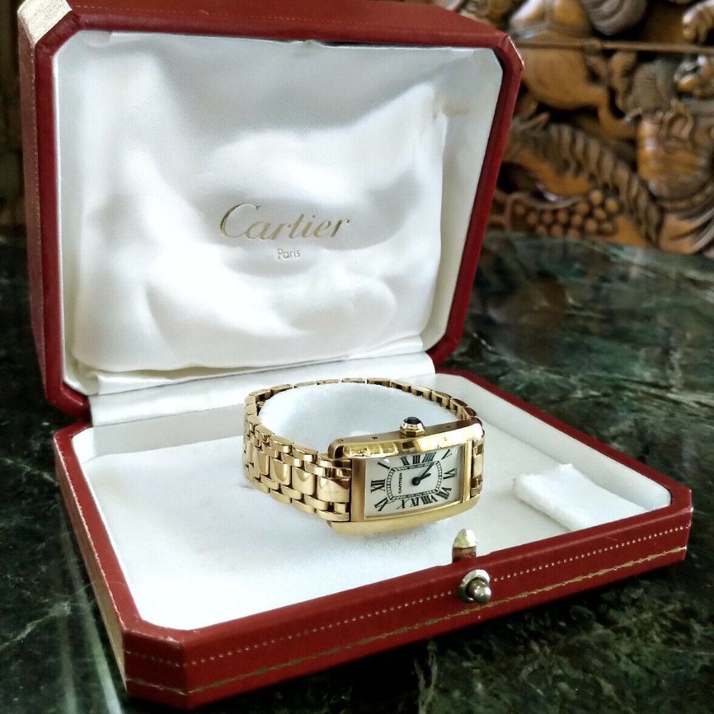 Cartier 18K Yellow Gold Tank Americaine American Watch - Picture 2 of 12